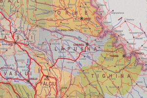 Detaliu Harta Romania Mare, zona judetului Lapusna, Basarabia